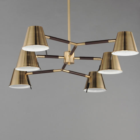 Maxim Carlo Chandelier in Dark Bronze, Leather, Heritage Brass Finish Model: 25176DBZHR