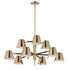Maxim Carlo Multi Tier Chandelier in Dark Bronze, Leather, Heritage Brass Finish Model: 25179DBZHR