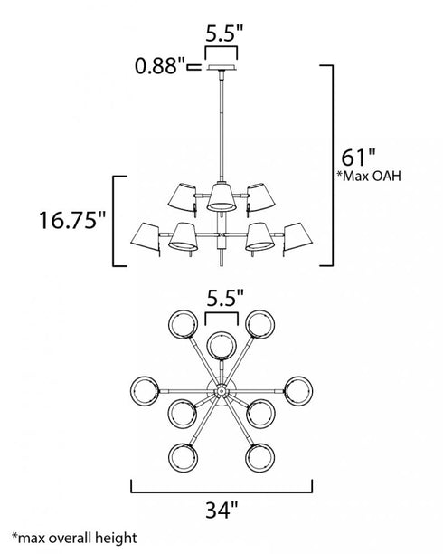 Maxim Carlo Multi Tier Chandelier in Dark Bronze, Leather, Heritage Brass Finish Model: 25179DBZHR