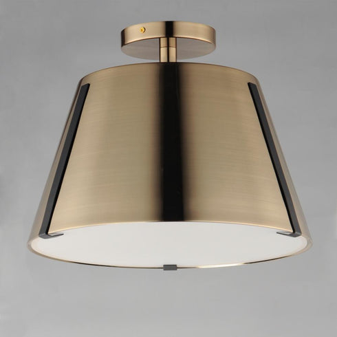 Maxim Carlo Semi Flush Mount in Dark Bronze, Leather, Heritage Brass Finish Model: 25170DBZHR