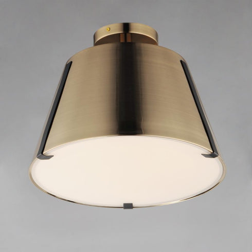 Maxim Carlo Semi Flush Mount in Dark Bronze, Leather, Heritage Brass Finish Model: 25170DBZHR
