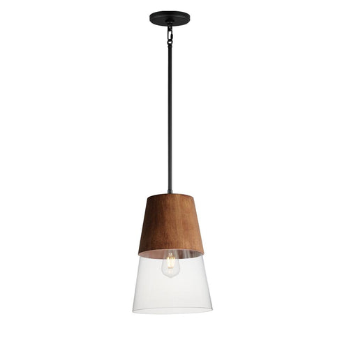 Maxim Carpenter Mini Pendant in Walnut / Black Finish Model: 91622CLWNBK