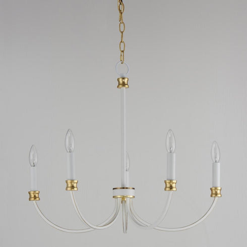 Maxim Charlton Chandelier in Weathered White/Gold Leaf Finish Model: 11375WWTGL