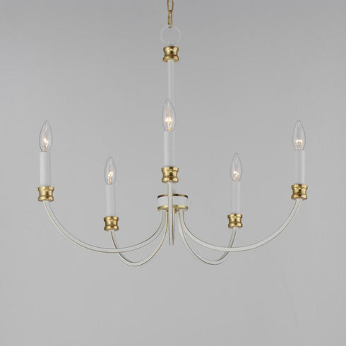 Maxim Charlton Chandelier in Weathered White/Gold Leaf Finish Model: 11375WWTGL
