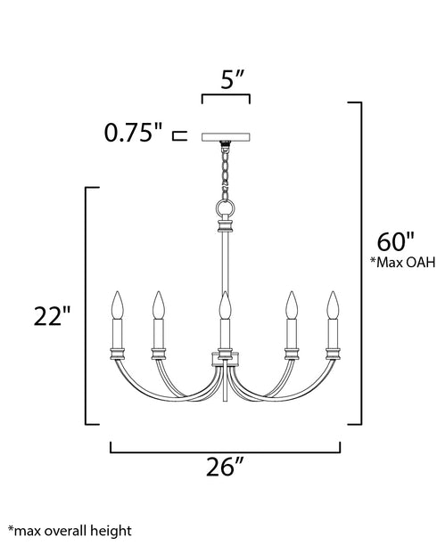 Maxim Charlton Chandelier in Weathered White/Gold Leaf Finish Model: 11375WWTGL
