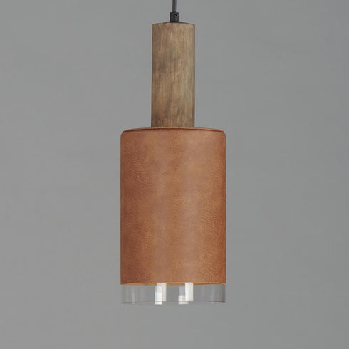 Maxim_discontinued Scout Single Pendant in Weathered Wood / Tan Leather Finish Model: 10092WWDTN