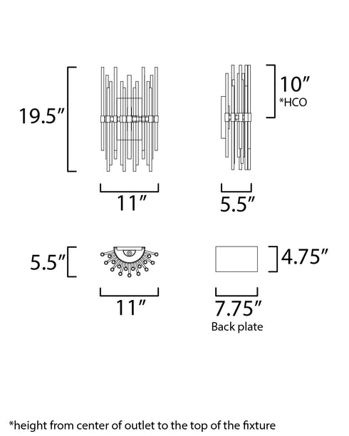 Maxim Divine Wall Sconce in Heritage Finish Model: 38409CLHR