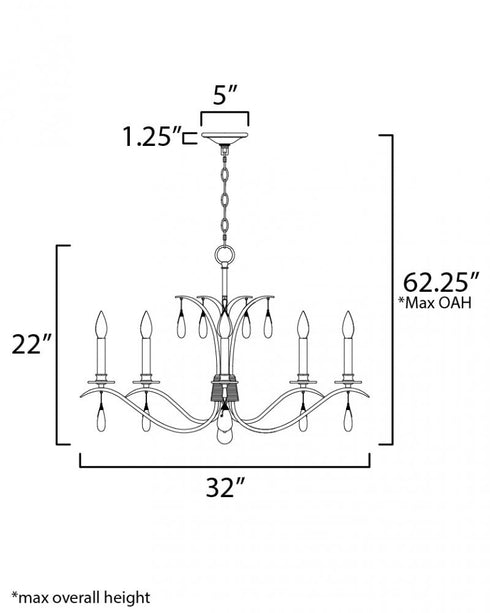 Maxim Eden Chandelier in Charcoal Gold Leaf Finish Model: 12745CHGL