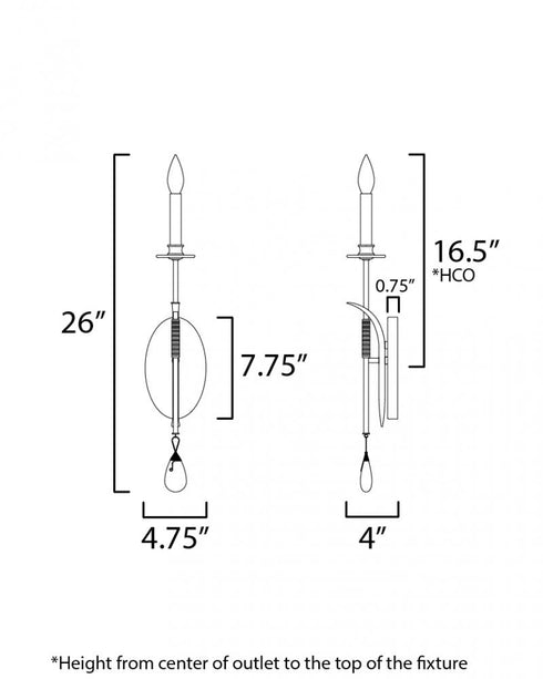 Maxim Eden Wall Sconce in Charcoal Gold Leaf Finish Model: 12741CHGL