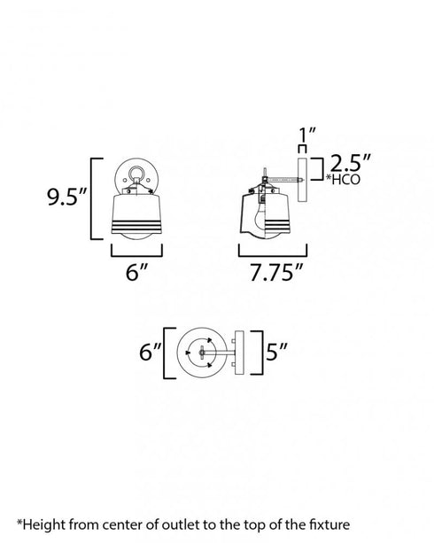 Maxim Eureka Wall Sconce in Black Finish Model: 21531WTBK