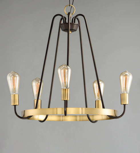 Maxim Haven Single Tier Chandelier in Oil Rubbed Bronze Antique Brass Finish Model: 11735OIAB