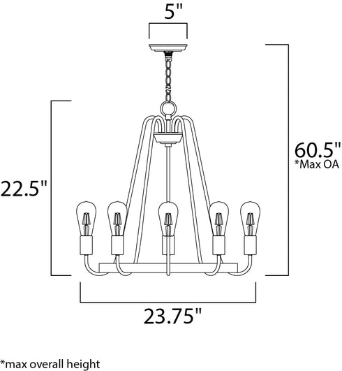 Maxim Haven Single Tier Chandelier in Oil Rubbed Bronze Antique Brass Finish Model: 11735OIAB