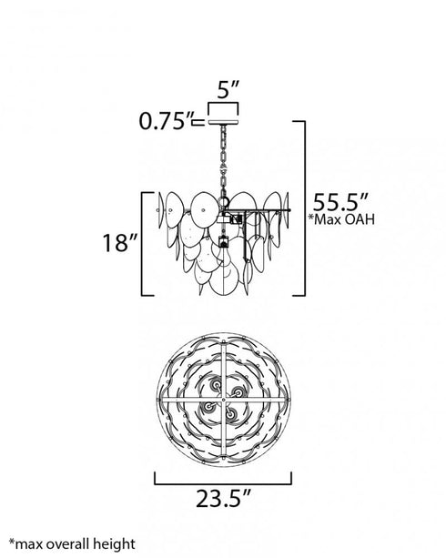 Maxim Isla Chandelier in Natural Aged Brass Finish Model: 12825WTNAB