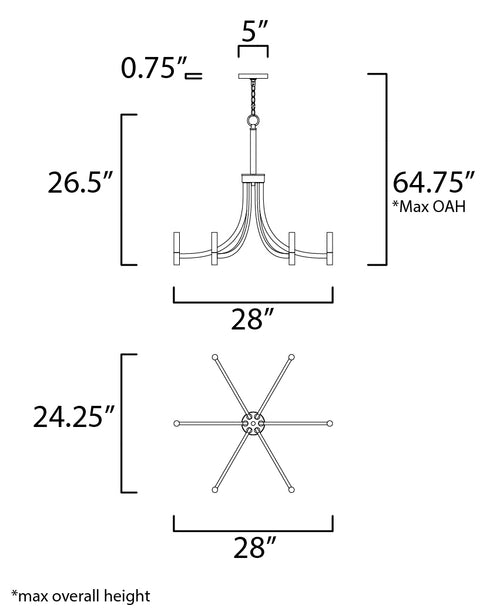 Maxim Lyndon Chandelier in Satin Nickel Finish Model: 21526SN