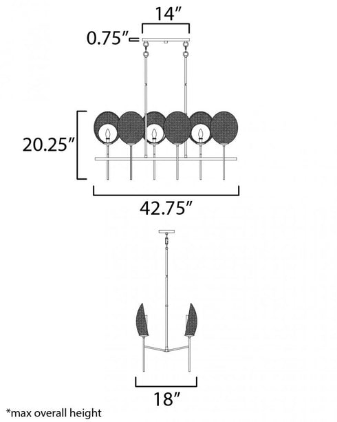 Maxim Maldives Chandelier in Black Finish Model: 12607NABK