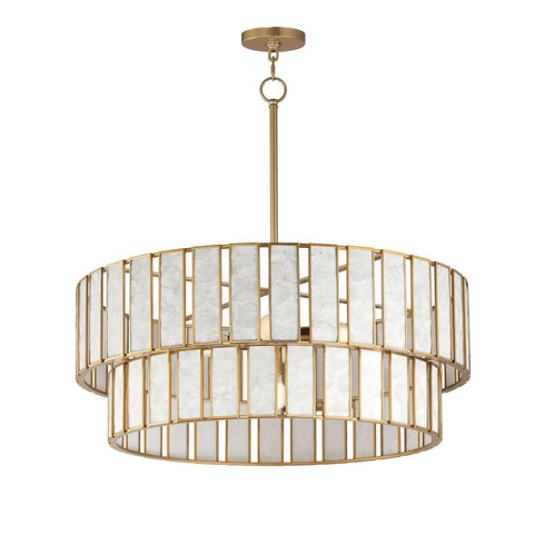Maxim Miramar Chandelier in Capiz / Natural Aged Brass Finish Model: 12806CZNAB
