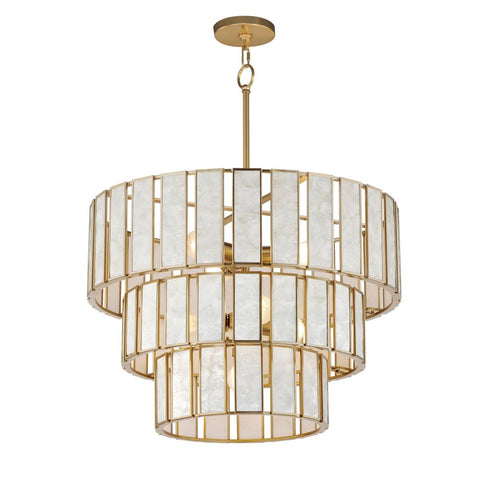 Maxim Miramar Chandelier in Capiz / Natural Aged Brass Finish Model: 12808CZNAB