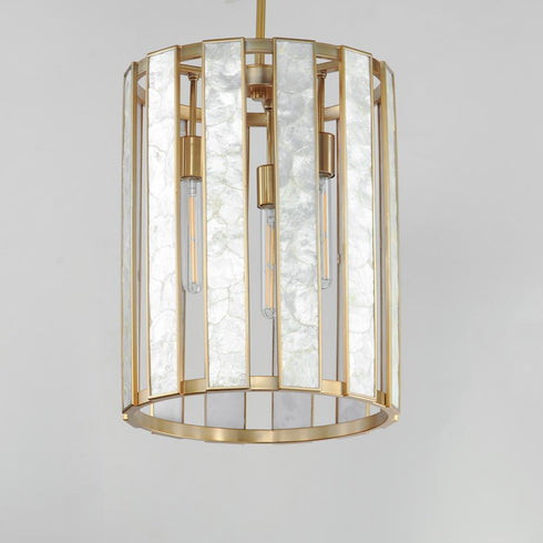 Maxim Miramar Entry Foyer Pendant in Capiz / Natural Aged Brass Finish Model: 12802CZNAB