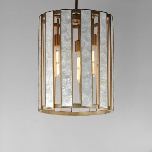 Maxim Miramar Entry Foyer Pendant in Capiz / Natural Aged Brass Finish Model: 12802CZNAB