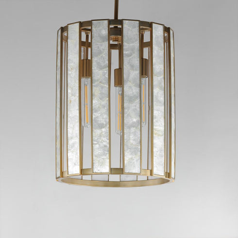 Maxim Miramar Entry Foyer Pendant in Capiz / Natural Aged Brass Finish Model: 12802CZNAB