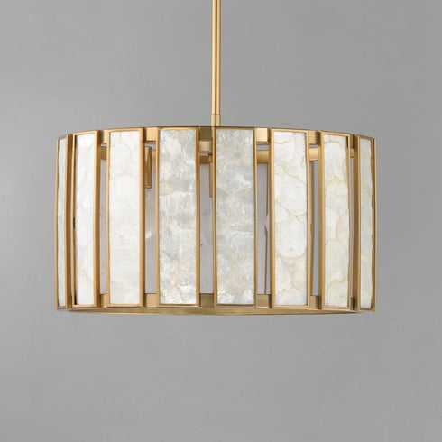 Maxim Miramar Single Pendant in Capiz / Natural Aged Brass Finish Model: 12803CZNAB