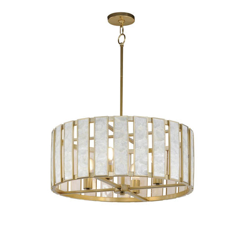 Maxim Miramar Single Pendant in Capiz / Natural Aged Brass Finish Model: 12804CZNAB