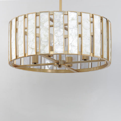 Maxim Miramar Single Pendant in Capiz / Natural Aged Brass Finish Model: 12804CZNAB