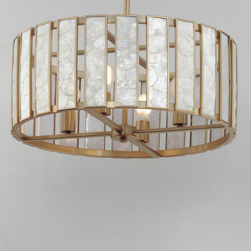 Maxim Miramar Single Pendant in Capiz / Natural Aged Brass Finish Model: 12804CZNAB