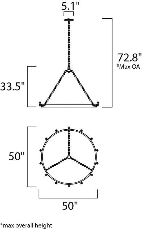 Maxim Noble Chandelier in Black / Natural Aged Brass Finish Model: 26276BKNAB/BUL