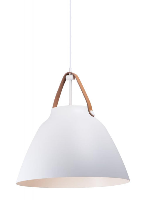 Maxim Nordic Single Pendant in Tan Leather White Finish Model: 11358TNWT