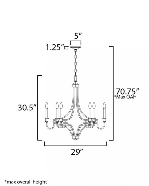 Maxim Normandy Chandelier in Gold Leaf Finish Model: 12786GL
