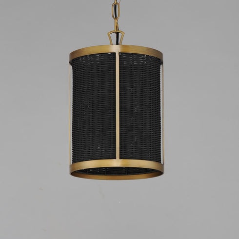 Maxim Rattan Single Pendant in Natural Aged Brass Finish Model: 14461BRNAB