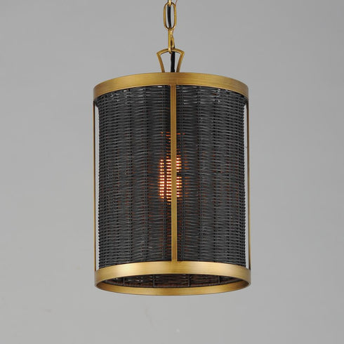 Maxim Rattan Single Pendant in Natural Aged Brass Finish Model: 14461BRNAB