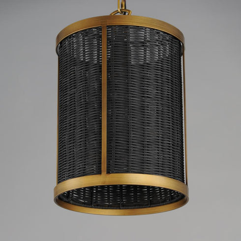 Maxim Rattan Single Pendant in Natural Aged Brass Finish Model: 14461BRNAB