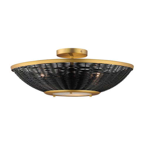 Maxim Rattan Wall Sconce in Natural Aged Brass Finish Model: 14460BRNAB