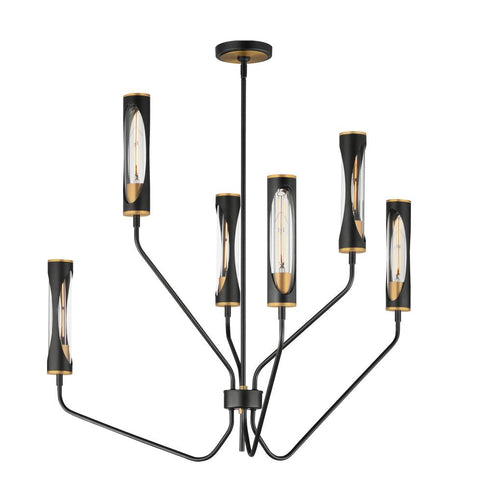 Maxim Regent Multi Tier Chandelier in Black / Antique Brass Finish Model: 16176CLBKAB
