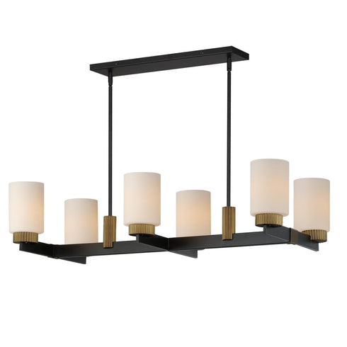 Maxim Ruffles Linear Pendant in Black / Antique Brass Finish Model: 32656SWBKAB