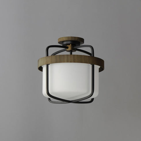 Maxim Ruffles Semi Flush Mount in Black / Antique Brass Finish Model: 32650SWBKAB