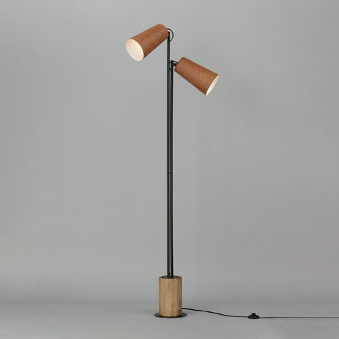 Maxim Scout Floor Lamp in Weathered Wood / Tan Leather Finish Model: 10099WWDTN