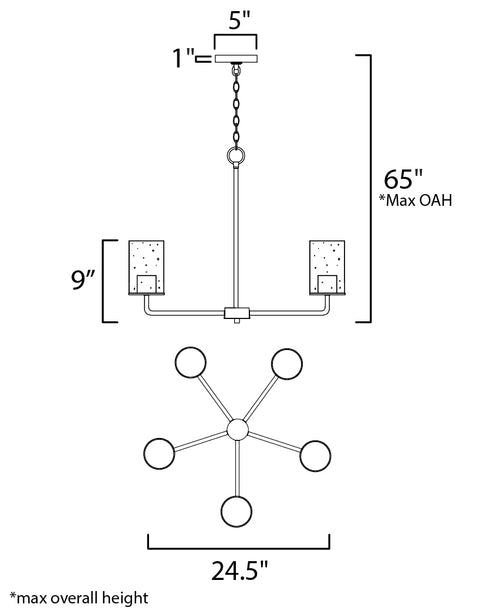 Maxim Sleek Chandelier in Satin Nickel Finish Model: 11846CDSN