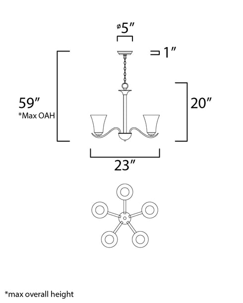 Maxim Vital Chandelier in Satin Nickel Finish Model: 12075FTSN