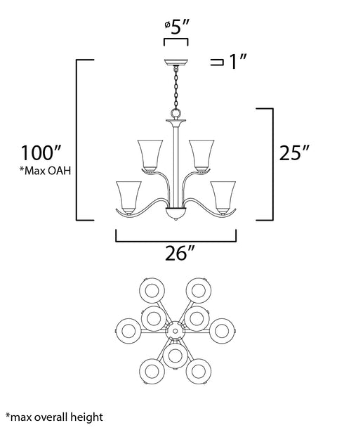 Maxim Vital Chandelier in Satin Nickel Finish Model: 12076FTSN