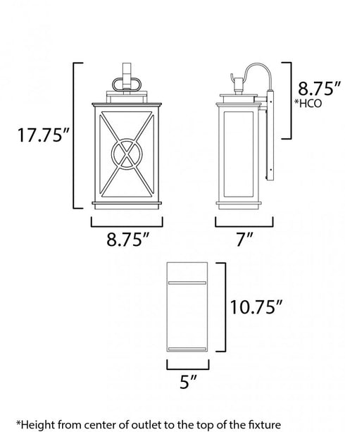 Maxim Yorktown VX Outdoor Wall Mount in Black/Aged Copper Finish Model: 40804CLACPBK