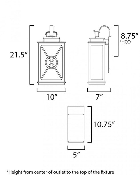 Maxim Yorktown VX Outdoor Wall Mount in Black/Aged Copper Finish Model: 40806CLACPBK