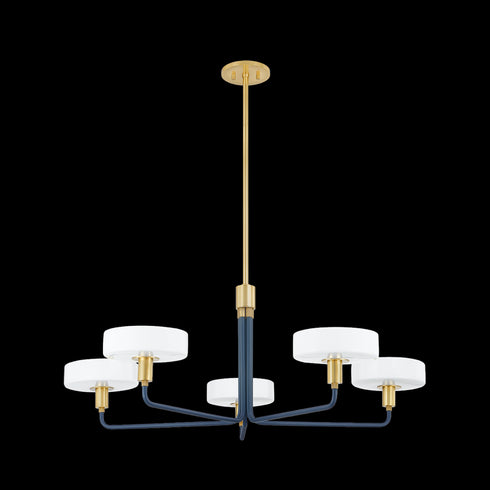Mitzi Aston Chandelier in Aged Brass/Slate Blue Finish Model: H886805-AGB/SBL