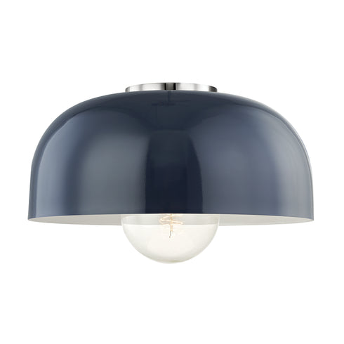 Mitzi Avery Flush Mount in Polished Nickel / Navy Finish Model: H199501L-PN/NVY