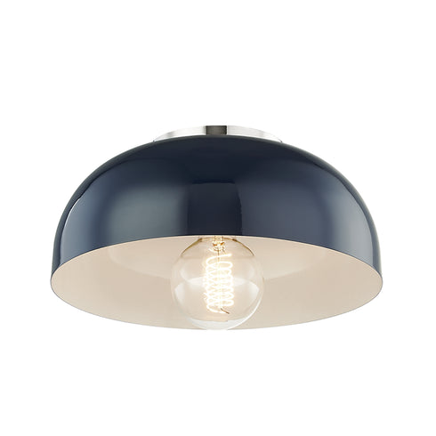 Mitzi Avery Flush Mount in Polished Nickel / Navy Finish Model: H199501S-PN/NVY