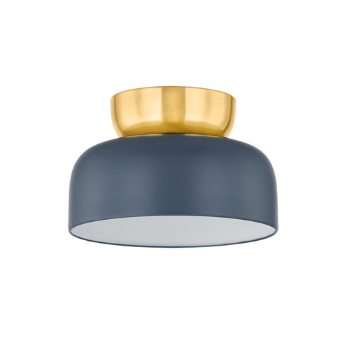 Mitzi Batya Flush Mount in Aged Brass/Slate Blue Finish Model: H890501L-AGB/SBL