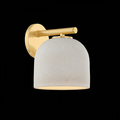 Mitzi CARA Wall Sconce in Aged Brass / Ceramic Cream Pebble Finish Model: H1025101-AGB/CCP