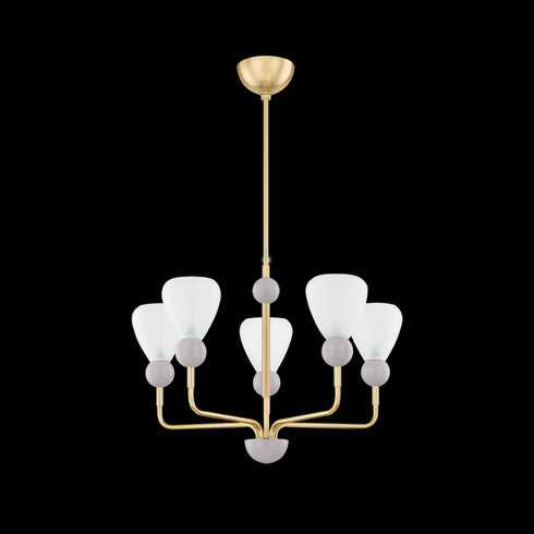 Mitzi Doreen Chandelier in Aged Brass/Soft Peignoir Finish Model: H904805-AGB/SPG